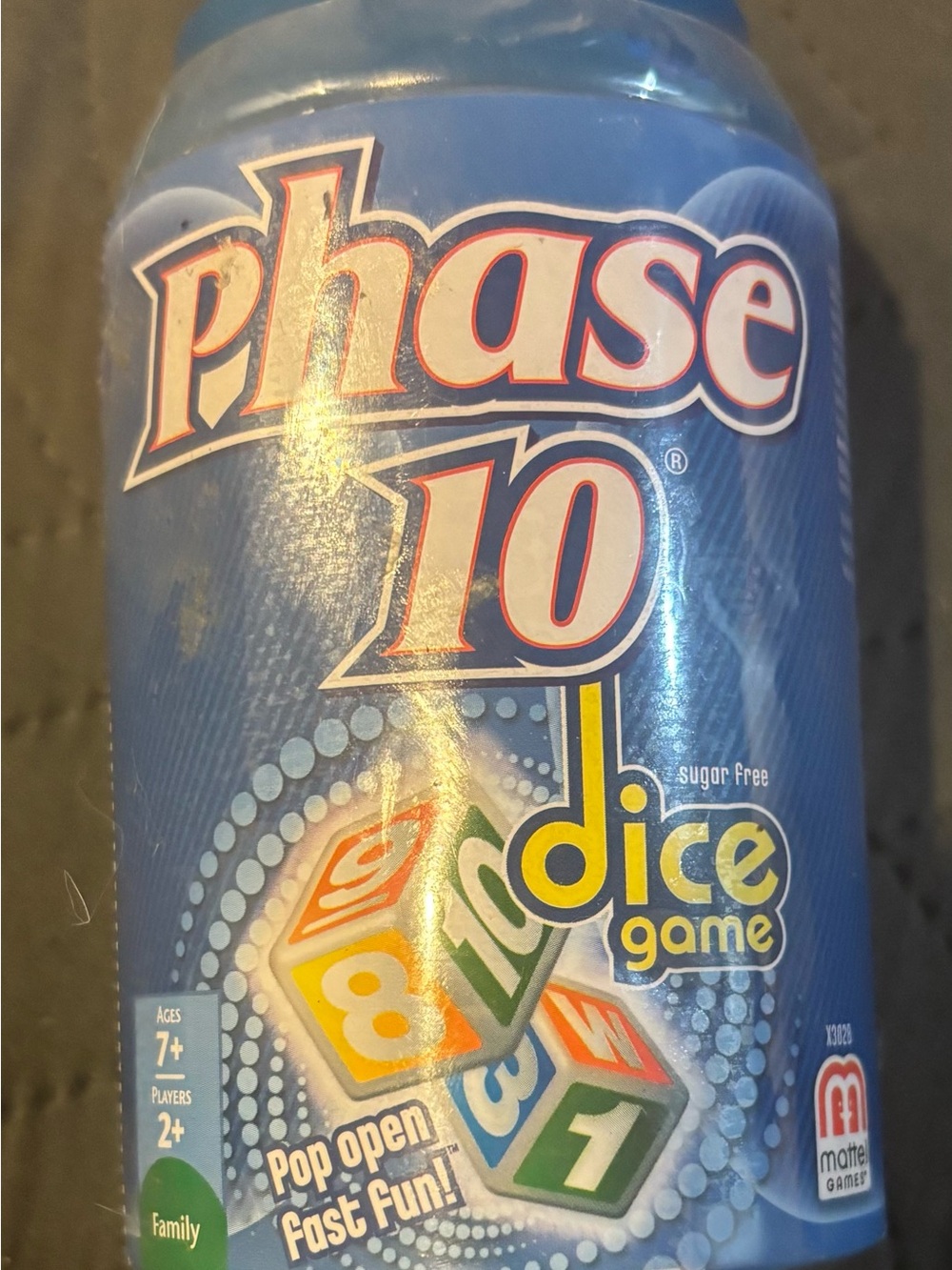 NEW/SEALED Phase 10 Dice Game Blue Tin Soda Can - 2012 Mattel Games - Picture 6 of 6